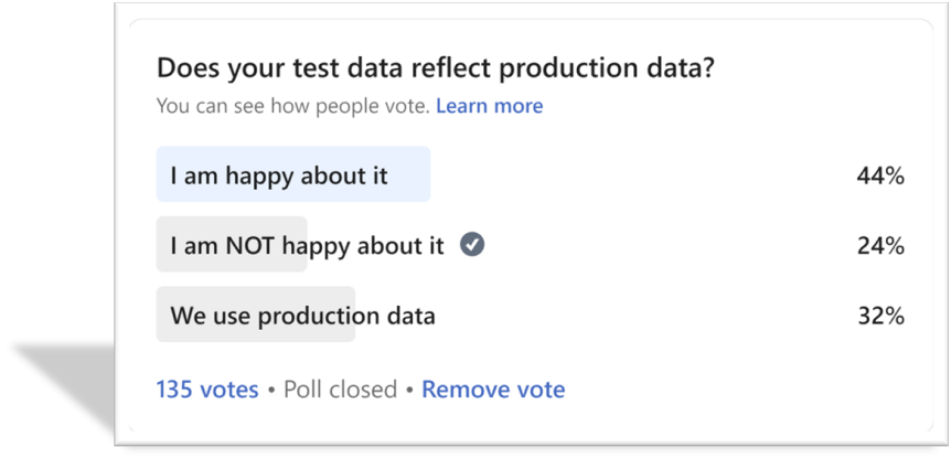 does your test data reflect production data